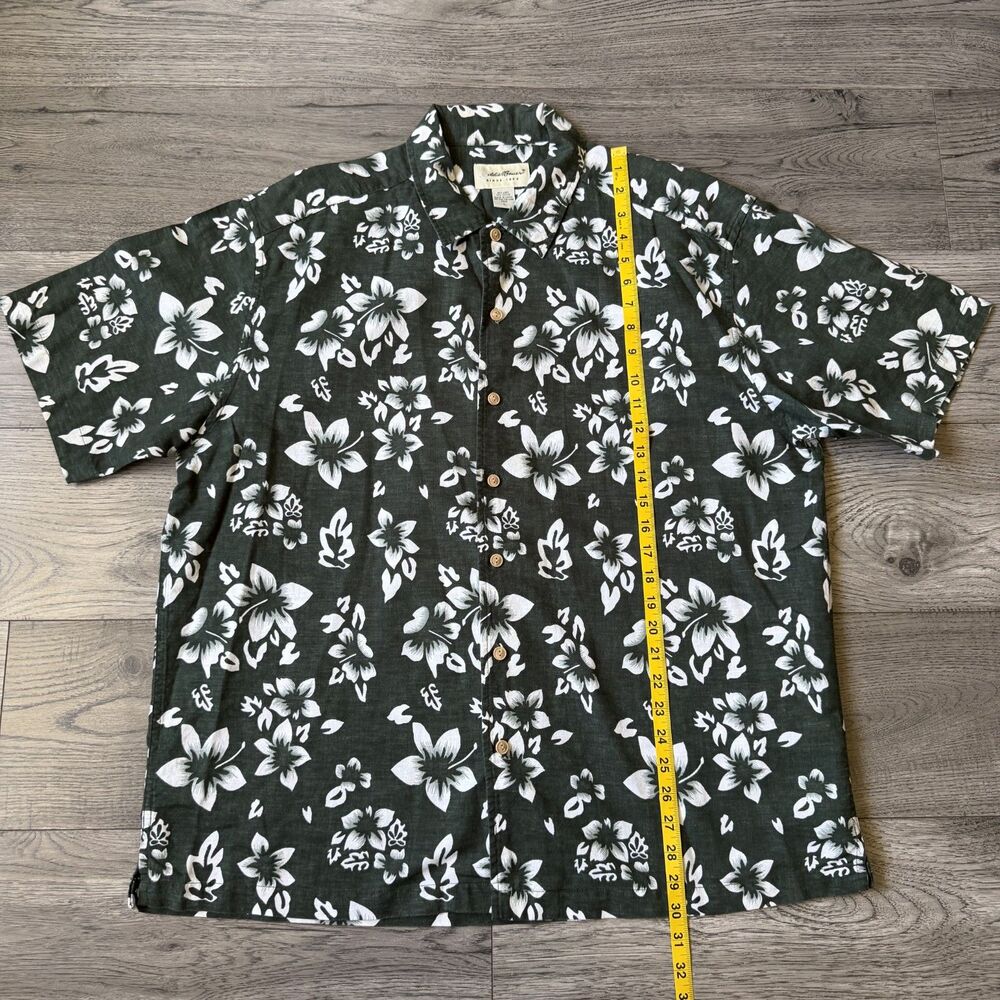 Eddie Bauer Men's Dark Green Tropical Linen-Cotton Blend Button Down Size Large - Picture 5 of 6